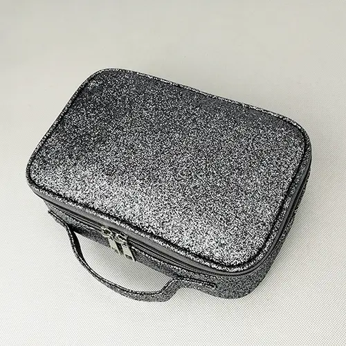 Professional Beauty Private Fashion Label Black Cosmetic Train Case Makeup Bag  